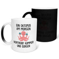 22Feels® Zaubertasse mit Oktopus Tiermotiv - Büro Geschenkidee - Spruch: Kummer und Sorgen (Matt-Schwarz und Weiss, 320ml)-Farbwechsel Tasse Matt 320ml-22Feels