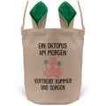 22Feels® Lustiger Osterkorb mit Henkel Oktopus Tasche Frauen Männer mit Henkel Ostergeschenk Tragetasche Ostern Deko Osternest Körbchen Hasenohren (Beige/Grün)-Ostern Tragetasche-22Feels