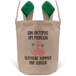 22Feels® Lustiger Osterkorb mit Henkel Oktopus Tasche Frauen Männer mit Henkel Ostergeschenk Tragetasche Ostern Deko Osternest Körbchen Hasenohren (Beige/Grün)-Ostern Tragetasche-22Feels