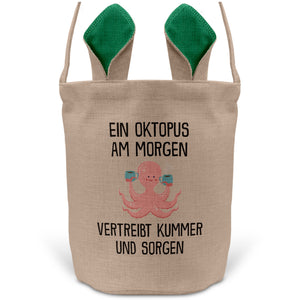 22Feels® Lustiger Osterkorb mit Henkel Oktopus Tasche Frauen Männer mit Henkel Ostergeschenk Tragetasche Ostern Deko Osternest Körbchen Hasenohren (Beige/Grün)-Ostern Tragetasche-22Feels