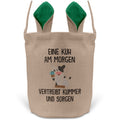 22Feels® Lustiger Osterkorb mit Henkel Kuh Tasche Frauen Männer mit Henkel Ostergeschenk Tragetasche Ostern Deko Osternest Körbchen Hasenohren (Beige/Grün)-Ostern Tragetasche-22Feels