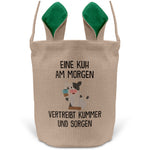 22Feels® Lustiger Osterkorb mit Henkel Kuh Tasche Frauen Männer mit Henkel Ostergeschenk Tragetasche Ostern Deko Osternest Körbchen Hasenohren (Beige/Grün)-Ostern Tragetasche-22Feels