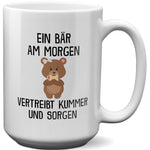 22Feels® XL Tasse mit Bär Tiermotiv - Büro Geschenkidee - Kummer und Sorgen Spruch (Weiss, 440ml)-Weisse XL Tasse 440ml-22Feels