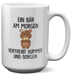 22Feels® XL Tasse mit Bär Tiermotiv - Büro Geschenkidee - Kummer und Sorgen Spruch (Weiss, 440ml)-Weisse XL Tasse 440ml-22Feels