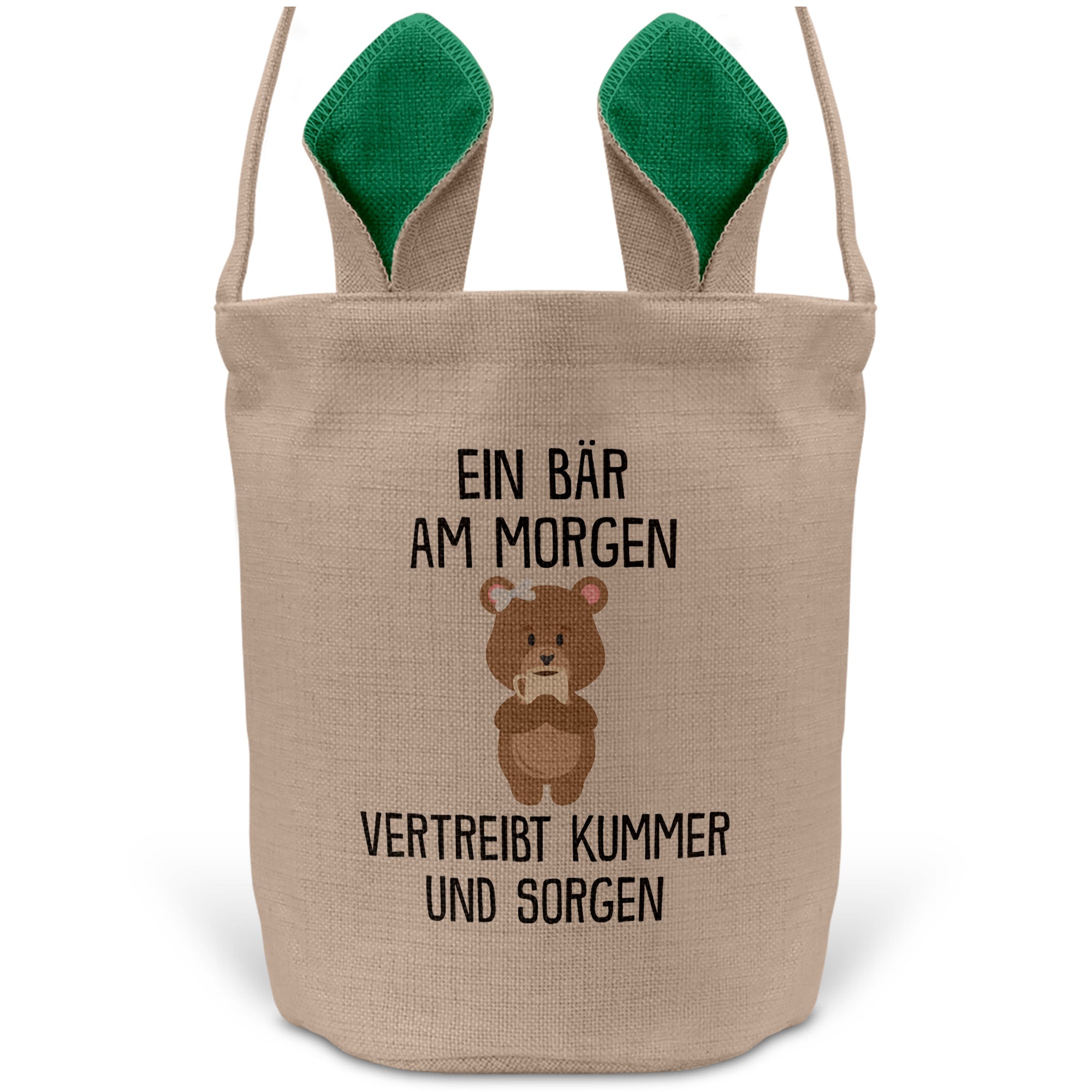 22Feels® Lustiger Osterkorb mit Henkel Bär Tasche Frauen Männer mit Henkel Ostergeschenk Tragetasche Ostern Deko Osternest Körbchen Hasenohren (Beige/Grün)-Ostern Tragetasche-22Feels