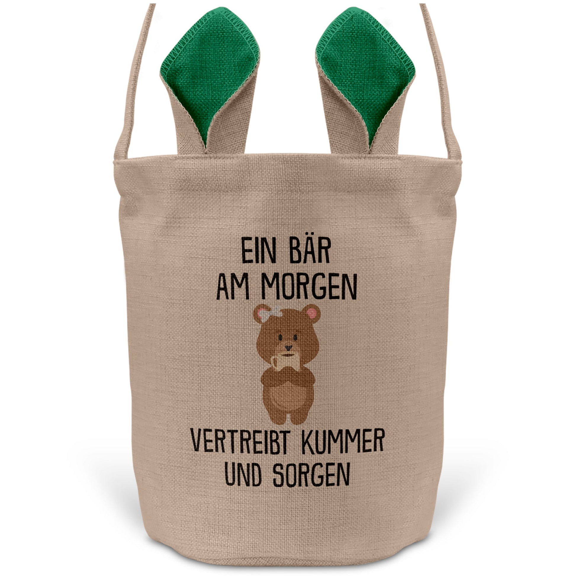 22Feels® Lustiger Osterkorb mit Henkel Bär Tasche Frauen Männer mit Henkel Ostergeschenk Tragetasche Ostern Deko Osternest Körbchen Hasenohren (Beige/Grün)-Ostern Tragetasche-22Feels