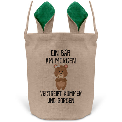 22Feels® Lustiger Osterkorb mit Henkel Bär Tasche Frauen Männer mit Henkel Ostergeschenk Tragetasche Ostern Deko Osternest Körbchen Hasenohren (Beige/Grün)-Ostern Tragetasche-22Feels
