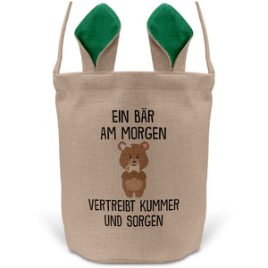 22Feels® Lustiger Osterkorb mit Henkel Bär Tasche Frauen Männer mit Henkel Ostergeschenk Tragetasche Ostern Deko Osternest Körbchen Hasenohren (Beige/Grün)-Ostern Tragetasche-22Feels