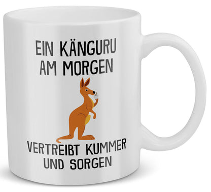 22Feels® Tasse mit Känguru Tiermotiv - Büro Geschenkidee - Spruch: Kummer und Sorgen (Weiss, 320ml)-Weisse Tasse 320ml-22Feels