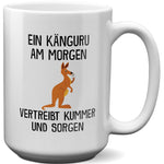 22Feels® XL Tasse mit Känguru Tiermotiv - Büro Geschenkidee - Spruch: Kummer und Sorgen (Weiss, 440ml)-Weisse XL Tasse 440ml-22Feels