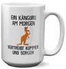 22Feels® XL Tasse mit Känguru Tiermotiv - Büro Geschenkidee - Spruch: Kummer und Sorgen (Weiss, 440ml)-Weisse XL Tasse 440ml-22Feels