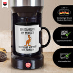 22Feels® Tasse mit Känguru Tiermotiv - Büro Geschenkidee - Spruch: Kummer und Sorgen (Weiss-Schwarz, 320ml)-TwoTone Tasse Weiss-Schwarz 320ml-22Feels