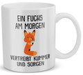 22Feels® Tasse mit Fuchs Tiermotiv - Büro Geschenkidee - Spruch: Kummer und Sorgen (Weiss, 320ml)-Weisse Tasse 320ml-22Feels