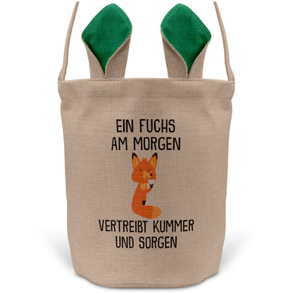 22Feels® Lustiger Osterkorb mit Henkel Fuchs Tasche Frauen Männer mit Henkel Ostergeschenk Tragetasche Ostern Deko Osternest Körbchen Hasenohren (Beige/Grün)-Ostern Tragetasche-22Feels