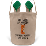 22Feels® Lustiger Osterkorb mit Henkel Fuchs Tasche Frauen Männer mit Henkel Ostergeschenk Tragetasche Ostern Deko Osternest Körbchen Hasenohren (Beige/Grün)-Ostern Tragetasche-22Feels
