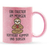 22Feels® Glitzertasse mit Faultier Tiermotiv - Büro Geschenkidee - Spruch: Kummer und Sorgen (Pink, 320ml)-Glitzertasse Pink 320ml-22Feels
