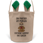 22Feels® Lustiger Osterkorb mit Henkel Faultier Tasche Frauen Männer mit Henkel Ostergeschenk Tragetasche Ostern Deko Osternest Körbchen Hasenohren (Beige/Grün)-Ostern Tragetasche-22Feels