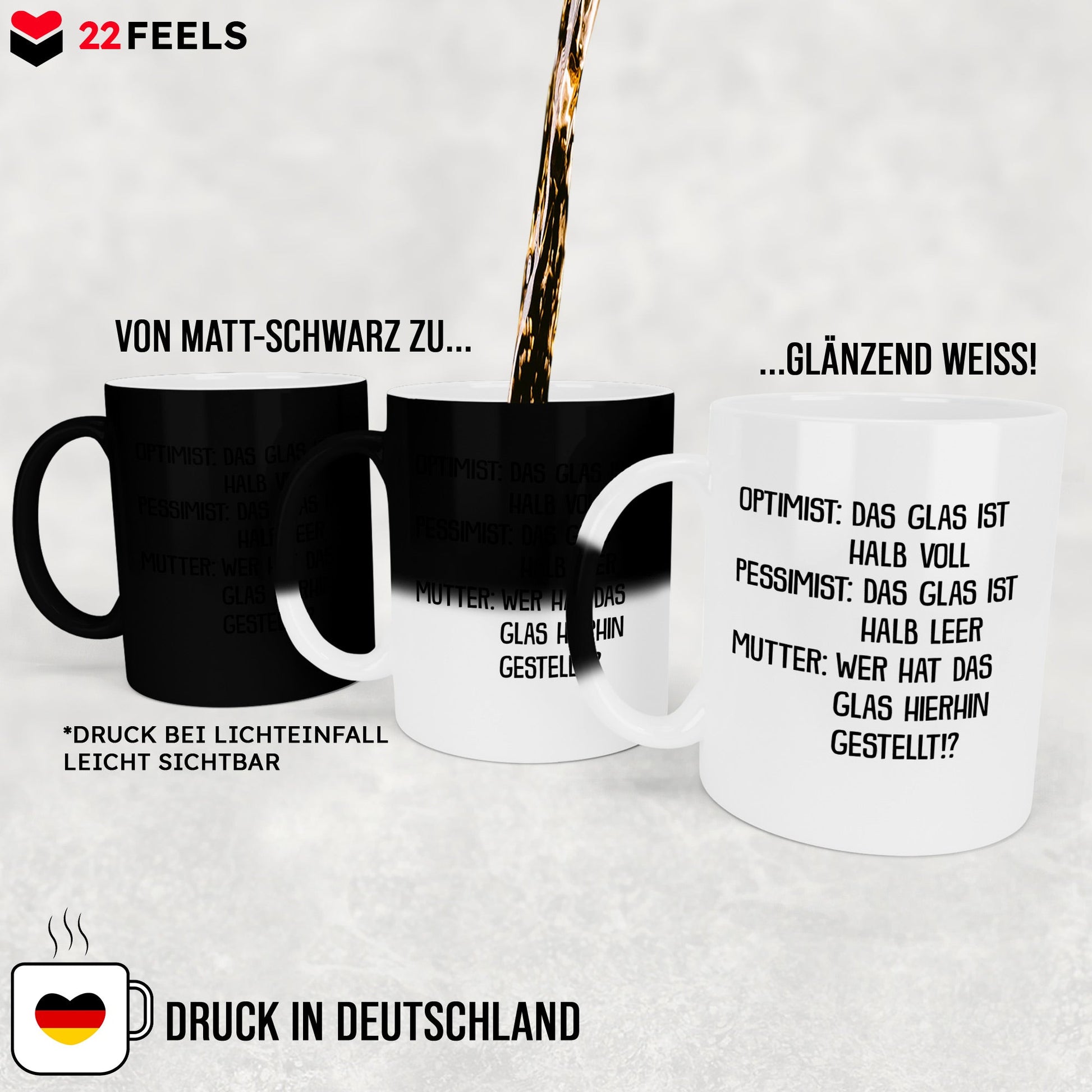 22Feels® Mama Geschenk - Zaubertasse mit Spruch (Matt-Schwarz und Weiss, 320ml)-Farbwechsel Tasse Matt 320ml-22Feels