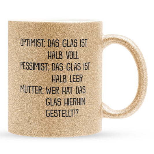22Feels® Mama Geschenk - Glitzertasse mit Spruch (Gold, 320ml)-Glitzertasse Gold 320ml-22Feels