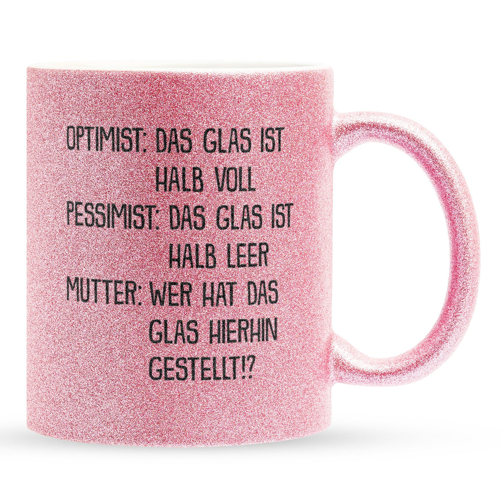 22Feels® Mama Geschenk - Glitzertasse mit Spruch (Pink, 320ml)-Glitzertasse Pink 320ml-22Feels