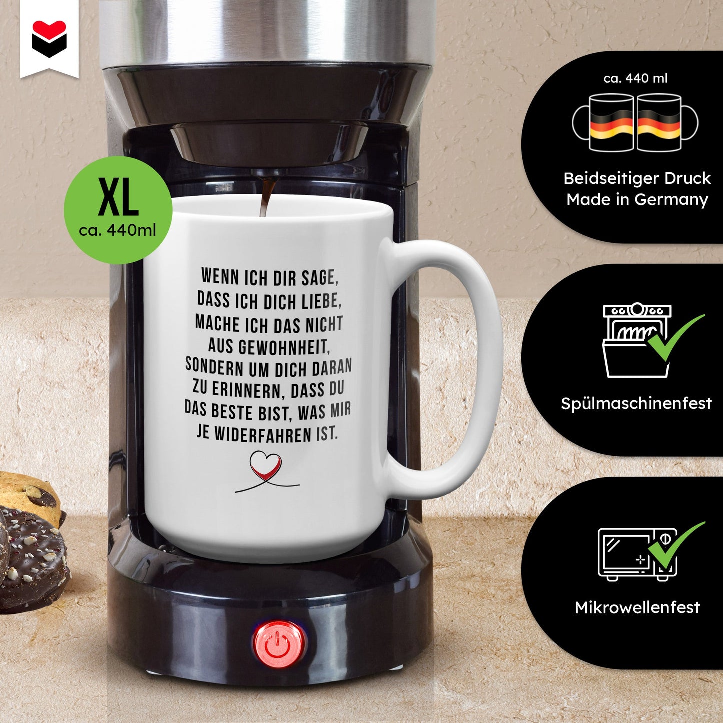 22Feels® Pärchen Geschenk zum Jahrestag, Hochzeitstag, Valentinstag etc. - XL Tasse mit Spruch: Wenn ich dir sage, dass ich dich liebe (Weiss, 440ml)-Weisse XL Tasse 440ml-22Feels