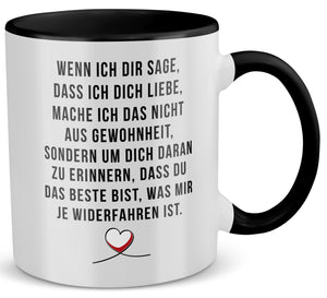 22Feels® Pärchen Geschenk zum Jahrestag, Hochzeitstag, Valentinstag etc. - Tasse mit Spruch: Wenn ich dir sage, dass ich dich liebe (Weiss-Schwarz, 320ml)-TwoTone Tasse Weiss-Schwarz 320ml-22Feels