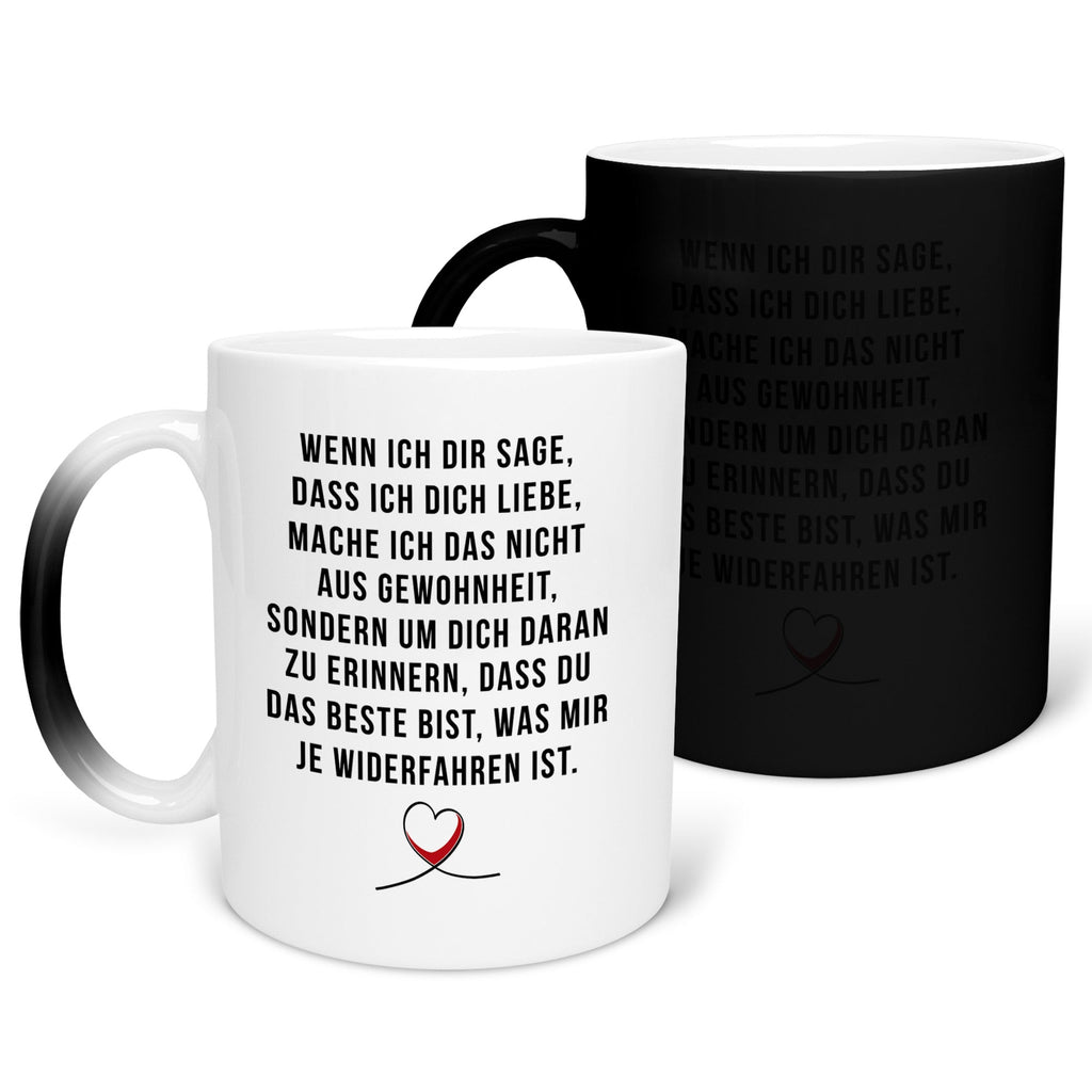 22Feels® Pärchen Geschenk zum Jahrestag, Hochzeitstag, Valentinstag etc. - Zaubertasse mit Spruch: Wenn ich dir sage, dass ich dich liebe (Matt-Schwarz und Weiss, 320ml)-Farbwechsel Tasse Matt 320ml-22Feels