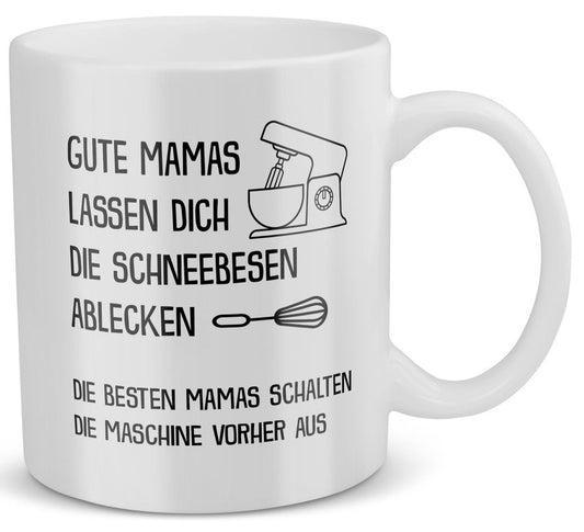 22Feels® Geschenk für Mamas - Tasse mit Spruch: Schneebesen Ablecken (Weiss, 320ml)-Weisse Tasse 320ml-22Feels
