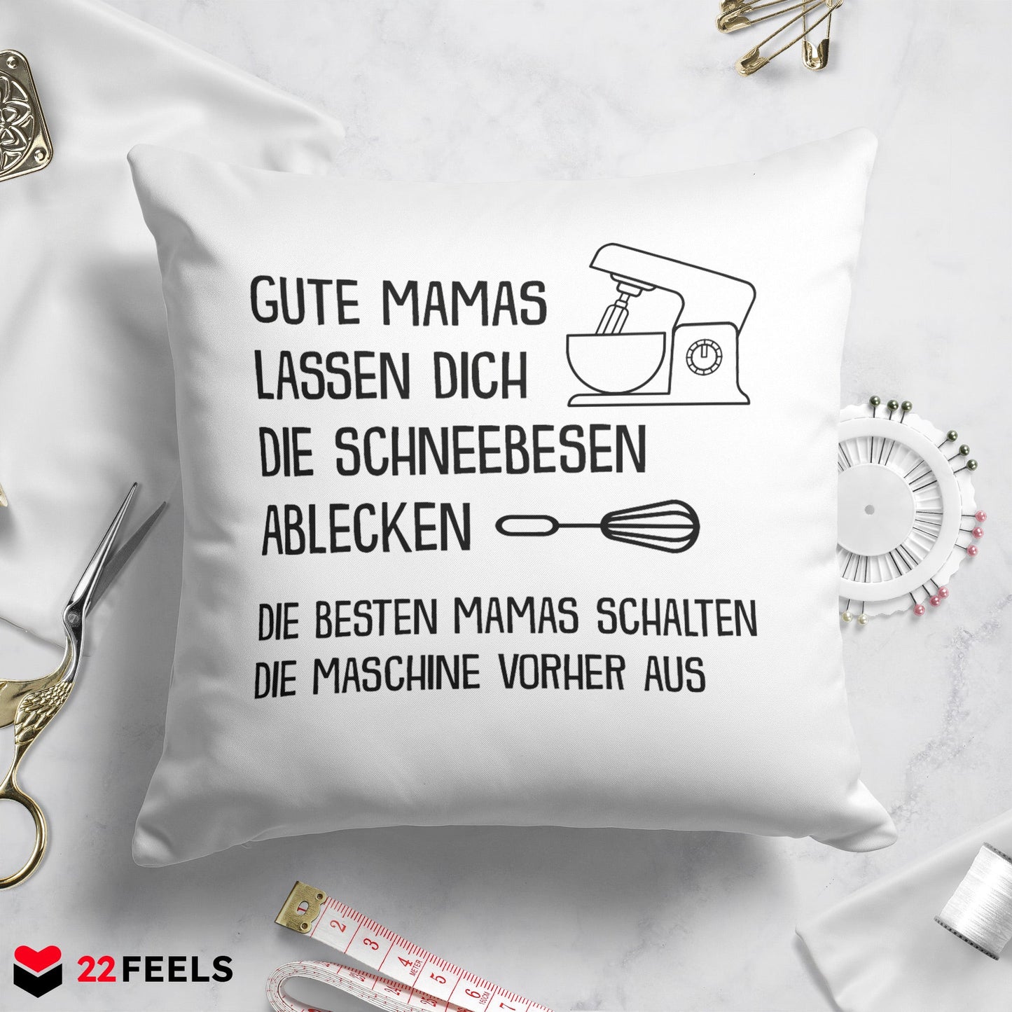 22Feels® Mama Geschenk - Kissen mit Spruch (Weiss 40x40cm)-Kissen Weiss 40x40-22Feels