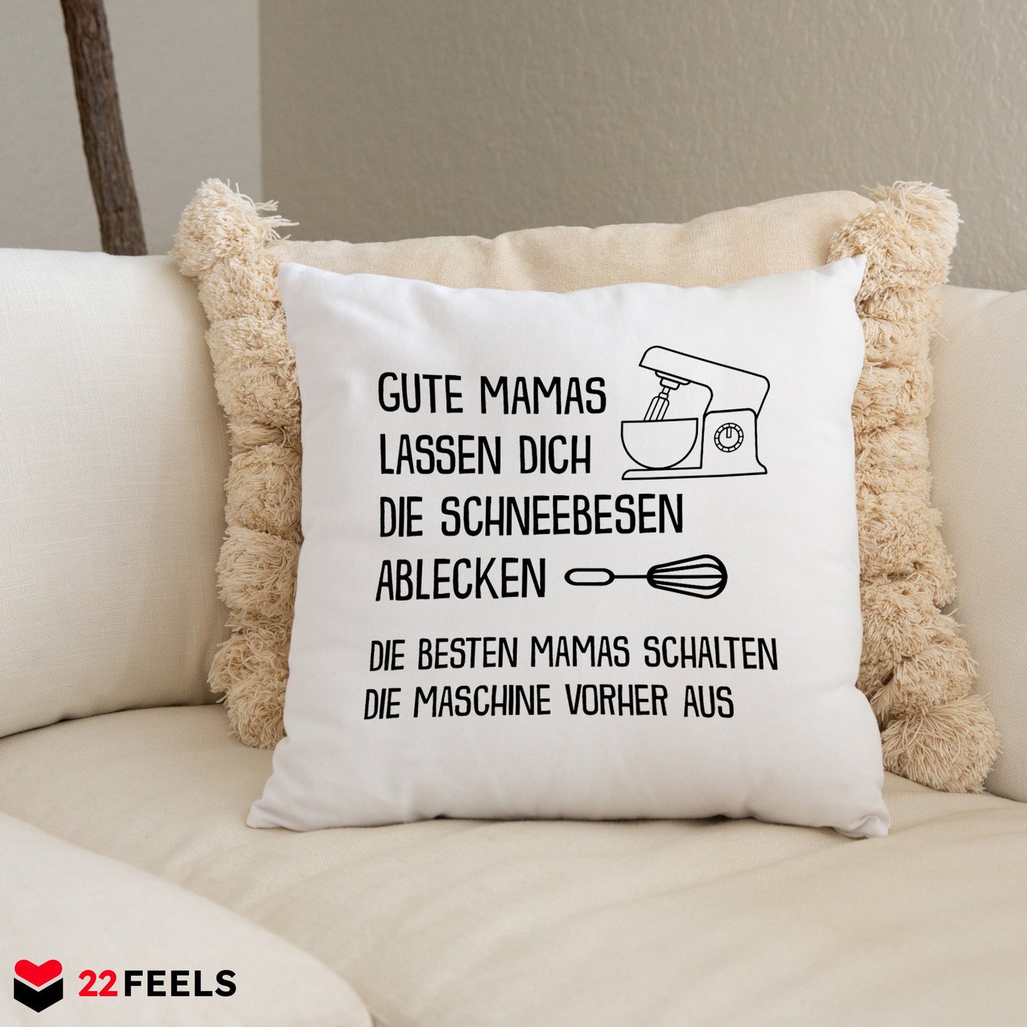 22Feels® Mama Geschenk - Kissen mit Spruch (Weiss 40x40cm)-Kissen Weiss 40x40-22Feels