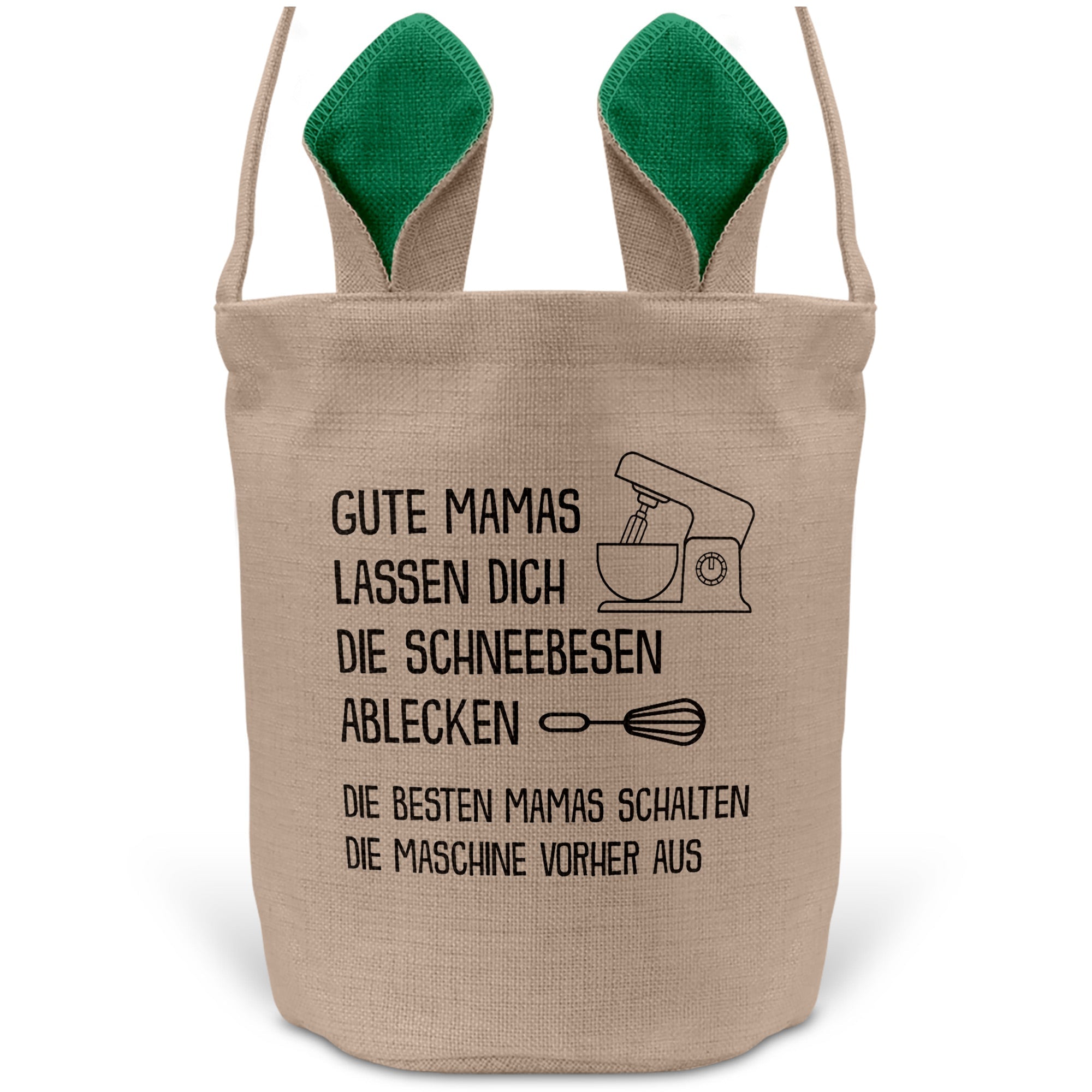 22Feels® Mama Osterkorb Mutter mit Henkel Ostergeschenk Tragetasche Ostern Deko Osternest Körbchen Hasenohren (Beige/Grün)-Ostern Tragetasche-22Feels