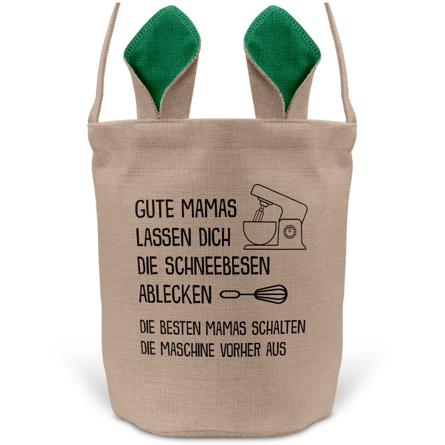 22Feels® Mama Osterkorb Mutter mit Henkel Ostergeschenk Tragetasche Ostern Deko Osternest Körbchen Hasenohren (Beige/Grün)-Ostern Tragetasche-22Feels