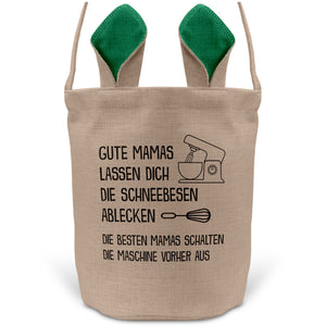 22Feels® Mama Osterkorb Mutter mit Henkel Ostergeschenk Tragetasche Ostern Deko Osternest Körbchen Hasenohren (Beige/Grün)-Ostern Tragetasche-22Feels