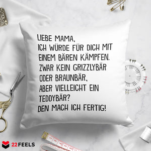 22Feels® Mama Geschenk - Kissen mit Spruch (Weiss 40x40cm)-Kissen Weiss 40x40-22Feels