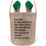 22Feels® Mama Osterkorb Mutter mit Henkel Ostergeschenk Tragetasche Ostern Deko Osternest Körbchen Hasenohren (Beige/Grün)-Ostern Tragetasche-22Feels