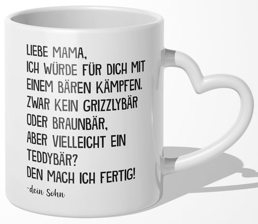 22Feels® Mama Geschenk von Sohn - Tasse mit Spruch (Herzhenkel, Weiss, 320ml)-Tasse Weiss Herzhenkel 320ml-22Feels