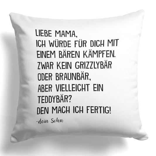 22Feels® Mama Geschenk vom Sohn - Kissen mit Spruch (Weiss 40x40cm)-Kissen Weiss 40x40-22Feels