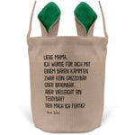 22Feels® Mama Osterkorb von Sohn Mutter mit Henkel Ostergeschenk Tragetasche Ostern Deko Osternest Körbchen Hasenohren (Beige/Grün)-Ostern Tragetasche-22Feels