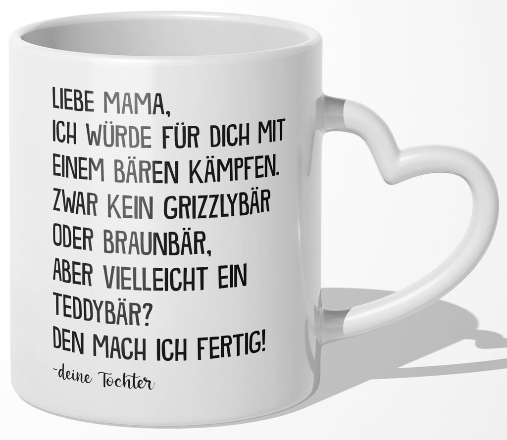 22Feels® Mama Geschenk von Tochter - Tasse mit Spruch (Herzhenkel, Weiss, 320ml)-Tasse Weiss Herzhenkel 320ml-22Feels