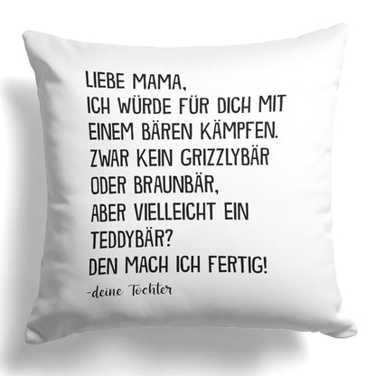 22Feels® Mama Geschenk von der Tochter - Kissen mit Spruch (Weiss 40x40cm)-Kissen Weiss 40x40-22Feels