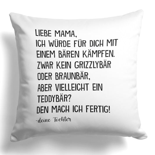 22Feels® Mama Geschenk von der Tochter - Kissen mit Spruch (Weiss 40x40cm)-Kissen Weiss 40x40-22Feels