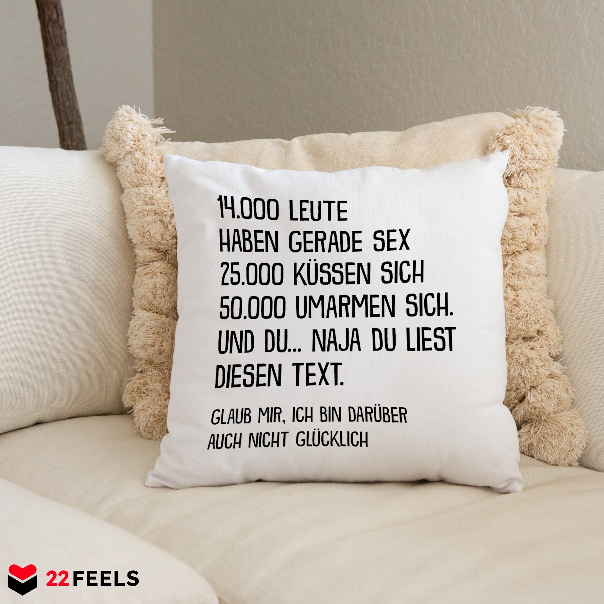 22Feels® Lustiges Kissen mit Spruch: - Büro Geschenkidee (Weiss 40x40cm)-Kissen Weiss 40x40-22Feels