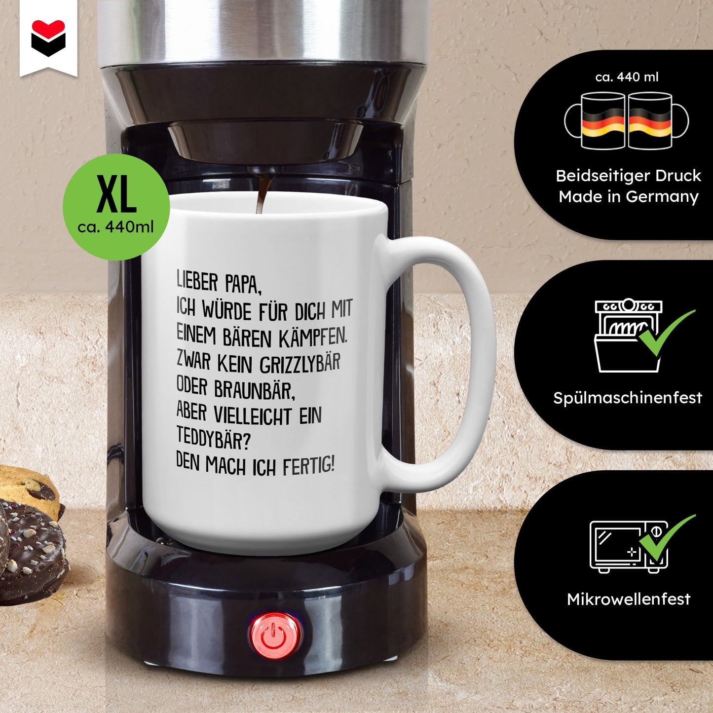 22Feels® Papa Geschenk - XL Tasse mit Spruch (Weiss, 440ml)-Weisse XL Tasse 440ml-22Feels