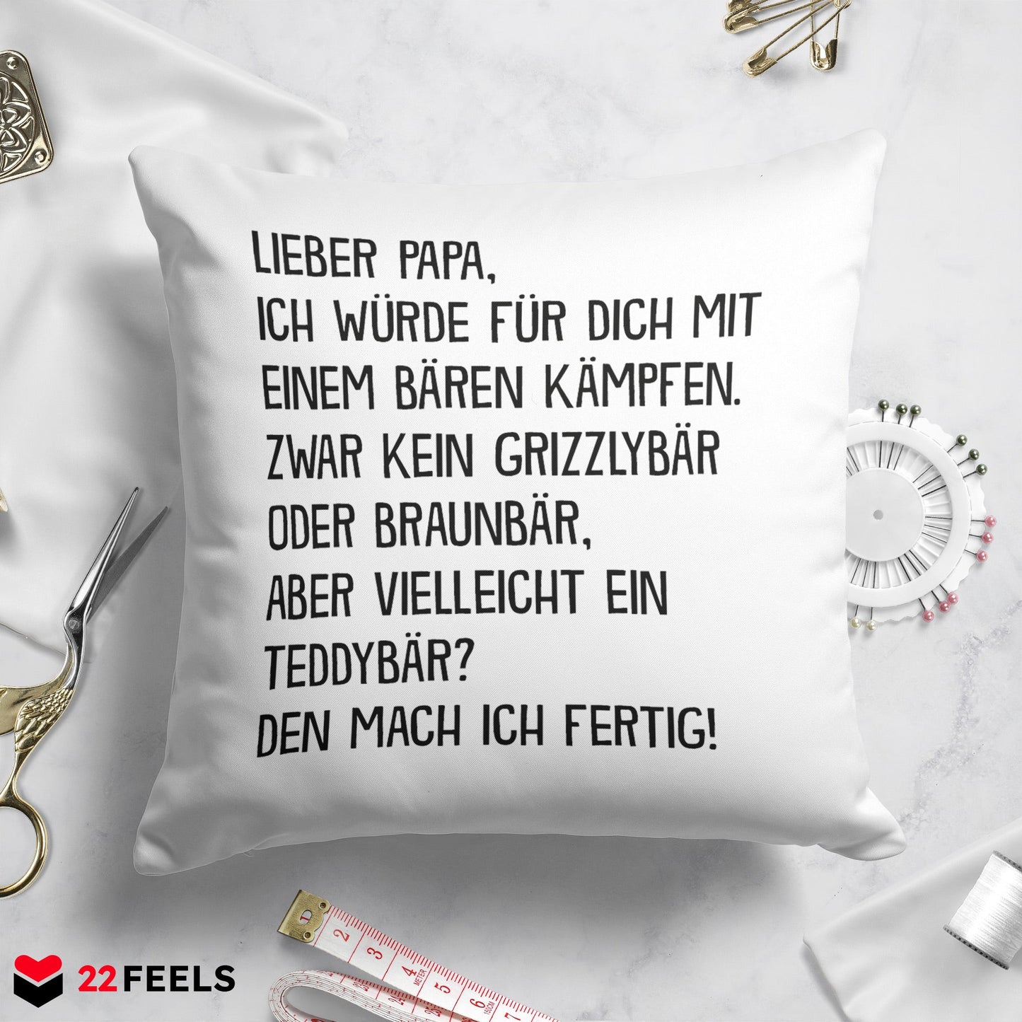 22Feels® Papa Geschenk - Kissen mit Spruch (Weiss 40x40cm)-Kissen Weiss 40x40-22Feels