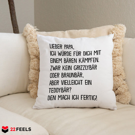22Feels® Papa Geschenk - Kissen mit Spruch (Weiss 40x40cm)-Kissen Weiss 40x40-22Feels