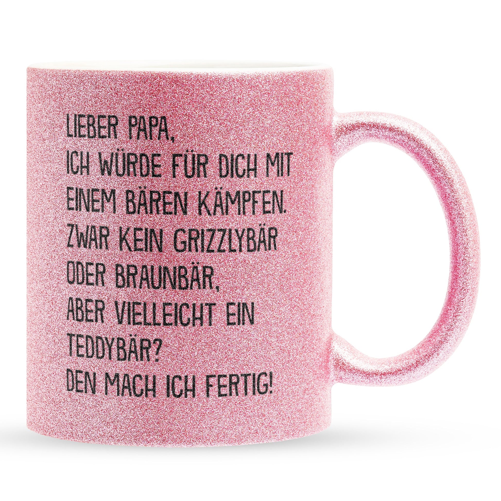 22Feels® Papa Geschenk - Glitzertasse mit Spruch (Pink, 320ml)-Glitzertasse Pink 320ml-22Feels
