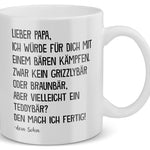 22Feels® Geschenk für Papa von Sohn - Spruch: Gegen Bären Kämpfen (Weiss, 320ml)-Weisse Tasse 320ml-22Feels