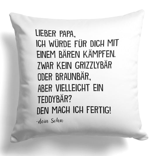 22Feels® Papa Geschenk von Sohn - Kissen mit Spruch (Weiss 40x40cm)-Kissen Weiss 40x40-22Feels