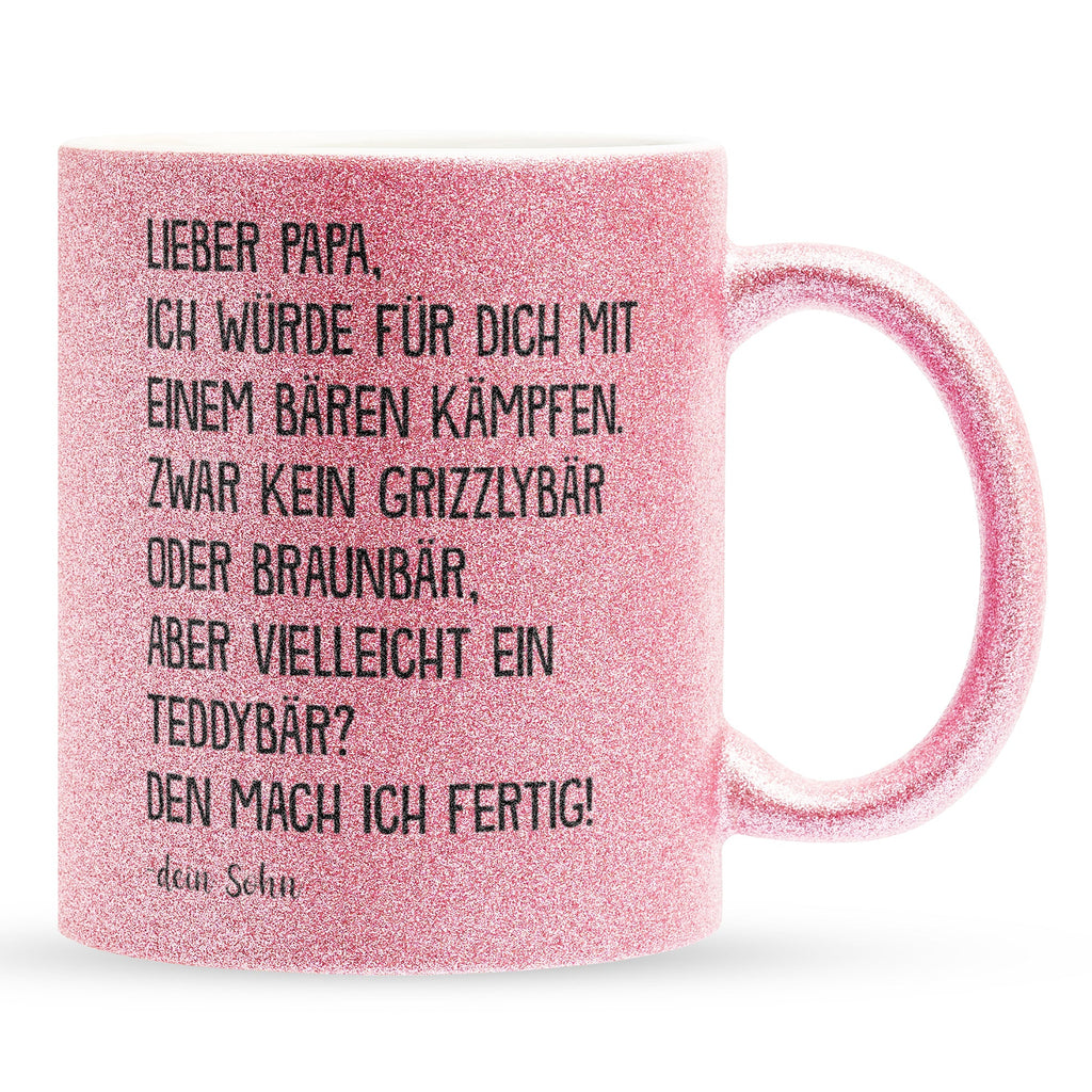 22Feels® Papa Geschenk von Sohn - Glitzertasse mit Spruch (Pink, 320ml)-Glitzertasse Pink 320ml-22Feels