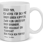 22Feels® Geschenk für Papa von Tochter - Spruch: Mit Bär Kämpfen (Weiss, 320ml)-Weisse Tasse 320ml-22Feels